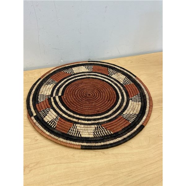 Vintage Coiled Shallow Flat Basket Mat - nice piece - approx: 15.5"
