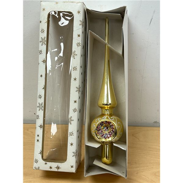 Vintage West German Blown Glass Christmas Tree Topper - Approx: 10"