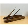 Image 2 : 2 Vintage Wooden Boat Loom Weaving Flying Shuttle Spools 18.5" see all photos