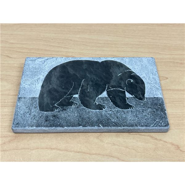 Genuine Soapstone Polar Bear Carving - Approx: 6x3.75"