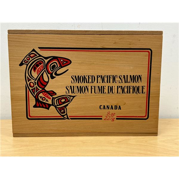 Canadian West Coast Smoked Pacific Salmon Wooden Storage box - approx: 10.5x7.5"