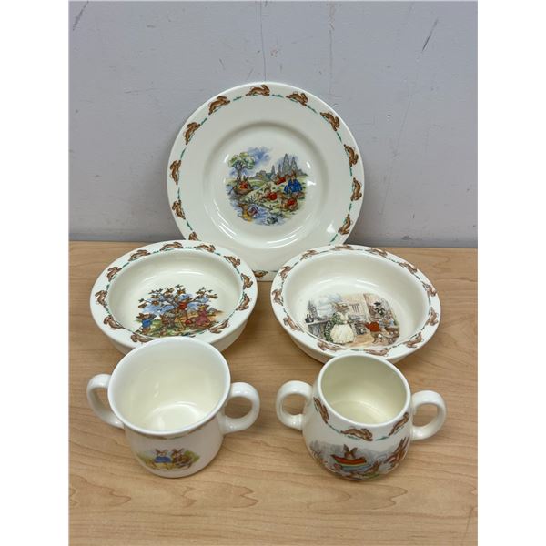 5 Royal Doulton Bunnykins Childs Childrens Dishes - see all photos