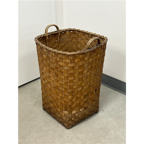 Antique Woven Splint Wood Basket - Larger Approx: 16x16 & 25" tall - see all photos