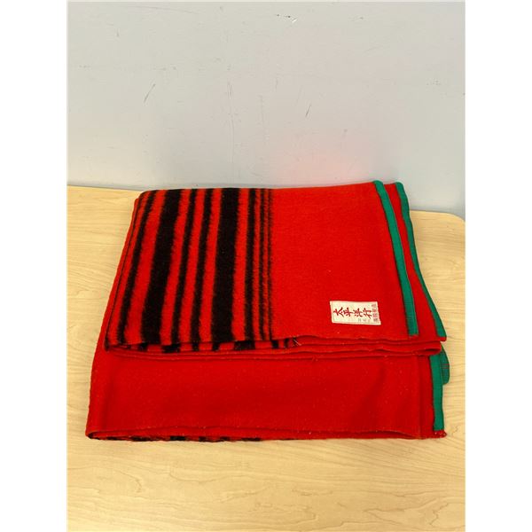 Vintage Asian Wool Blanket - condition looks good - approx: 88 x 74"