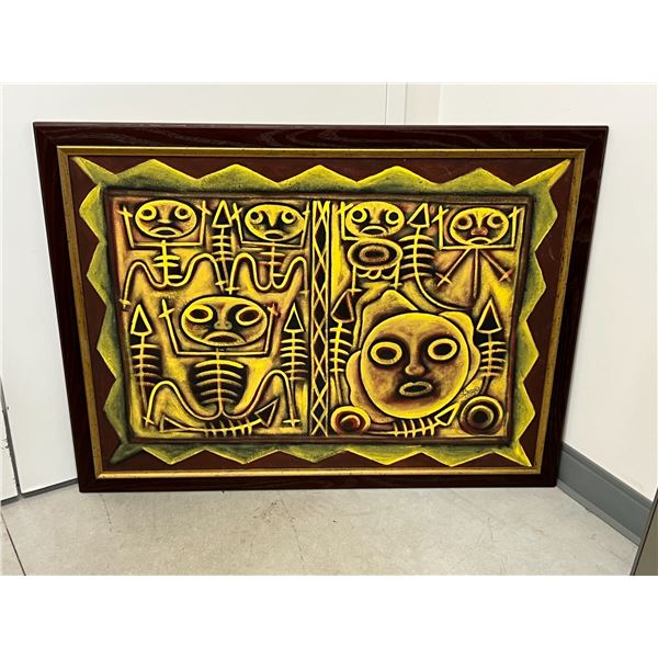 Original Ethnic Tribal Art Piece - Frame approx: 42 x 32"