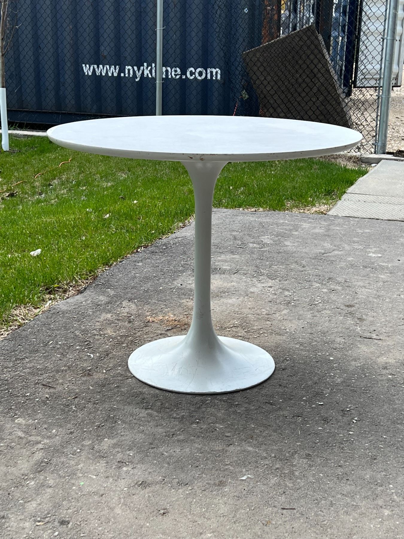 Mid Century Cast Metal Base Tulip Table - show use/wear - see all ...