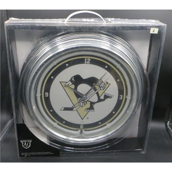 Pittsburgh Penguins NHL 15" Neon Wall Clock Retails For $150.00