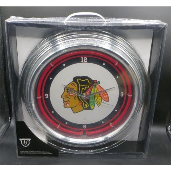 Chicago Blackhawks NHL 15" Neon Wall Clock Retails For $150.00