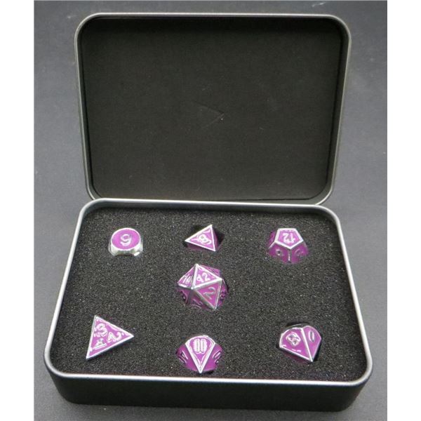 Die Hard Dice - Gothica Metal Shiny Silver with Light Purple - Set of 7