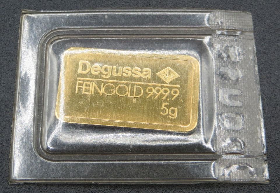 Degussa Feingold 999.9 Gold Bullion Bar Sealed 5g