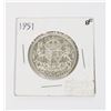 Image 1 : 1951 EF CANADA SILVER HALF DOLLAR COIN