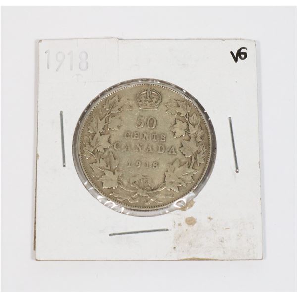 1918 VG CANADA HALF DOLLAR 92.5% SILVER
