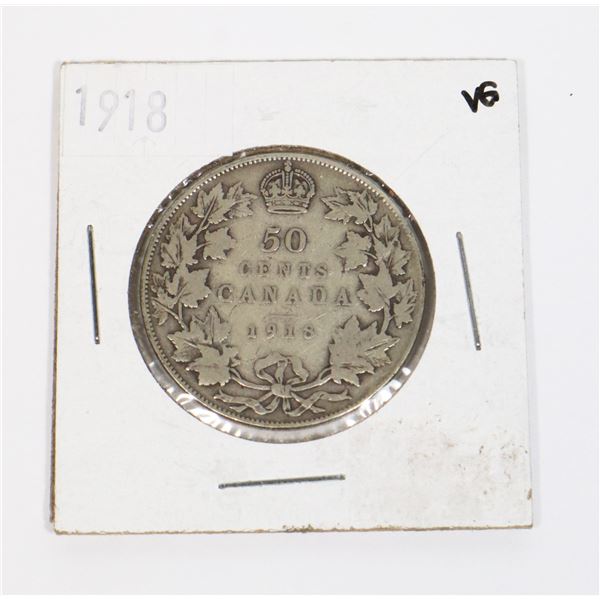 1918 CANADA HALF DOLLAR 92.5% SILVER