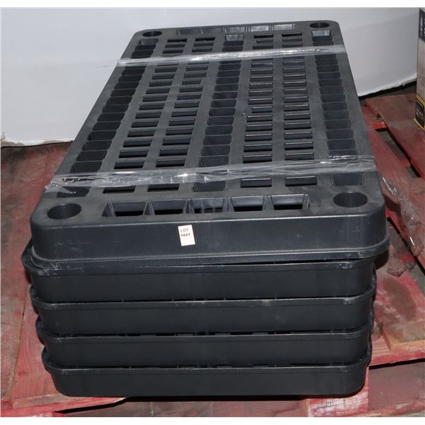 STACK OF HEAVY DUTY PLASTIC SHELVING