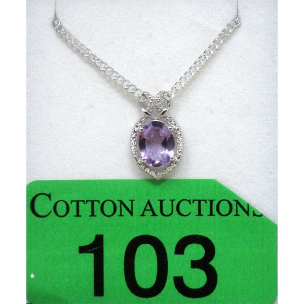 Sterling Silver Amethyst & Diamond Pendant