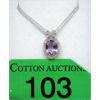 Image 1 : Sterling Silver Amethyst & Diamond Pendant