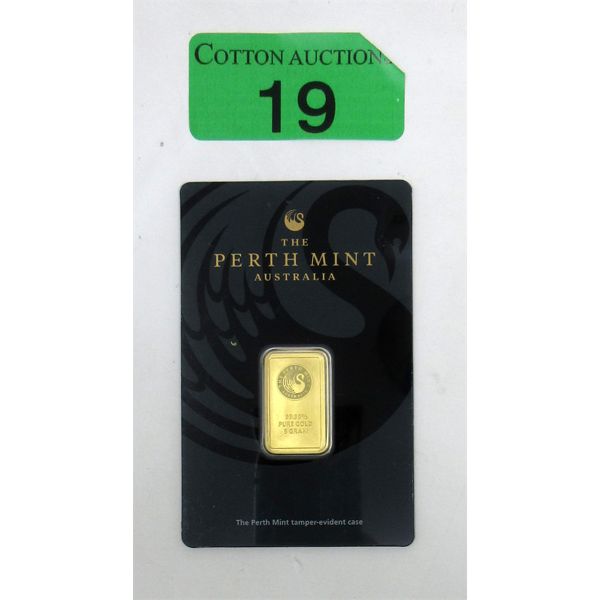 5 Gram .9999 Fine Gold Perth Mint Bar 