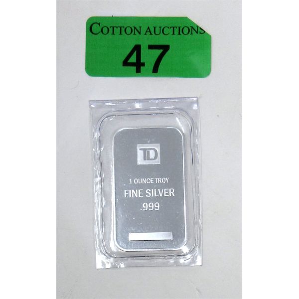 1 Oz .999 Silver TD Bank Investor Bar 