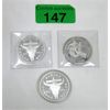 Image 1 : Three 1980s Canadian 50% Silver Dollar Coins