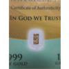Image 2 : 2 x 1/2 Grain .999 Fine Gold Certified Bars 