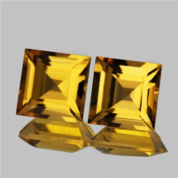 Natural Princess Golden Yellow Citrine Pair(Flawless-VVS}