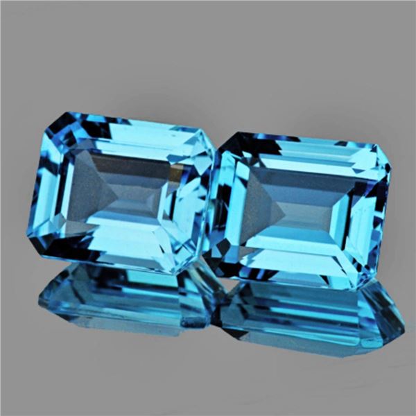 Natural Sky Blue Topaz 12 x 10 MM Pair{Flawless-VVS1}