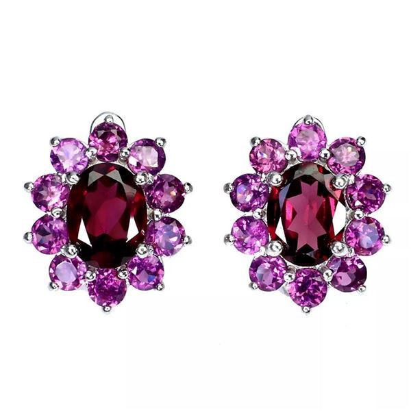 Natural Unheated  Rhodolite Garnet Earrings