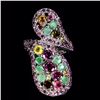 Image 1 : Natural Emerald & Rhodolite Garnet Ring