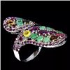 Image 2 : Natural Emerald & Rhodolite Garnet Ring