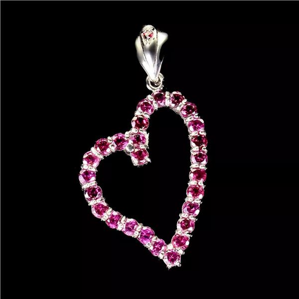 Natural  Rhodolite Garnet Heart Pendant