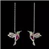 Image 1 : Natural Rhodolite Garnet Emerald Earrings