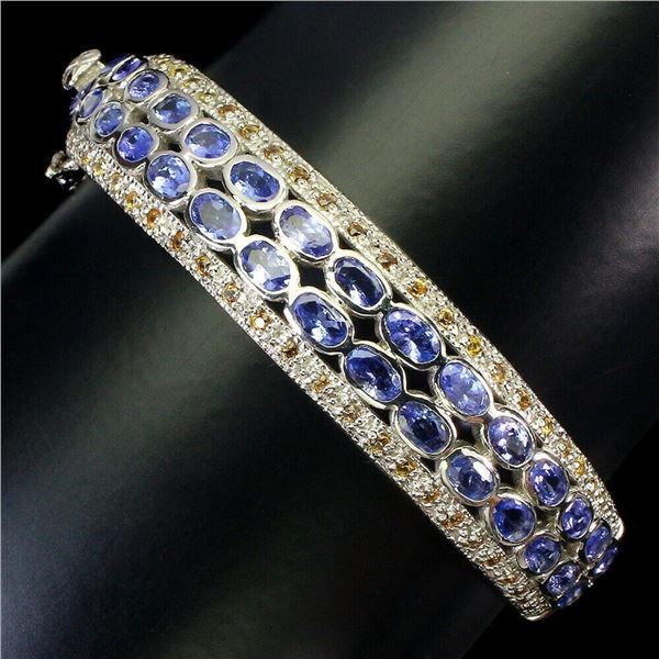 Natural Stunning Tanzanite & Sapphire Bangle