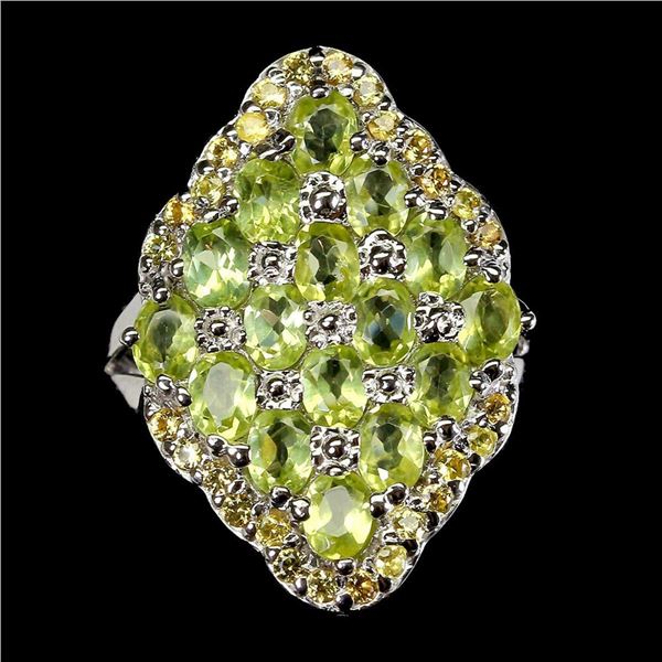 Natural Unheated  Peridot Sapphire Ring