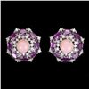 Image 1 : Natural Ethopian Pink Opal &  Rhodolite Garnet Earrings