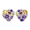 Image 1 : Natural Citrine  Amethyst Sapphire Earrings