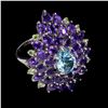 Image 3 : Natural Sky Blue Topaz  Amethyst Peridot Ring