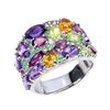 Image 2 : Natural Colombian Emerald Amethyst Citrine Peridot Ring