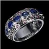 Image 1 : Natural Blue Kyanite & Rhodolite Garnet Eternity Ring