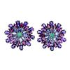 Image 1 : Natural Rhodolite Amethyst Emerald Tanzanite Earrings