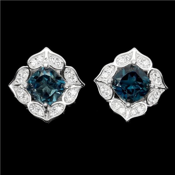 Natural London Blue Topaz Earrings