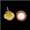 Image 2 : Natural Red Ruby &  Pearl Earrings