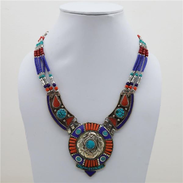 Tibet Natural Stone Tribal Queen Royal Necklace