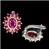 Image 2 : Natural Oval Red Ruby Earrings
