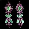 Image 1 : Natural Emerald Rhodolite Garnet Earrings
