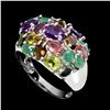 Image 2 : Natural  Amethyst Emerald Tourmaline Ring