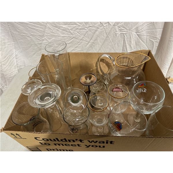 Krosno pitcher and assorted glasses