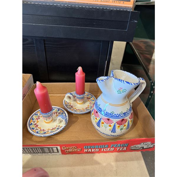 Candle holders and jug