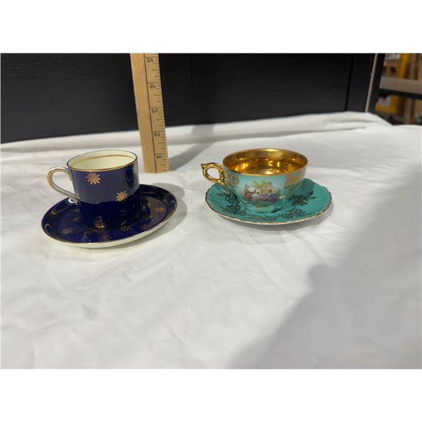 2 demitasse cups and saucers -Ansley & Bavaria