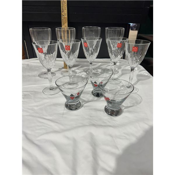 Box of various drinking glasses