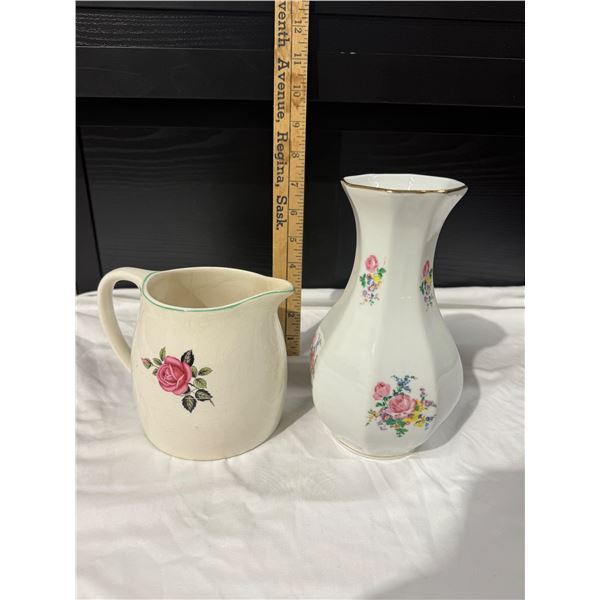 Lord Nelson Ware jug with roses & Schmidt Brasil Vase